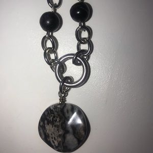 Black Agate stone necklace with toggle close